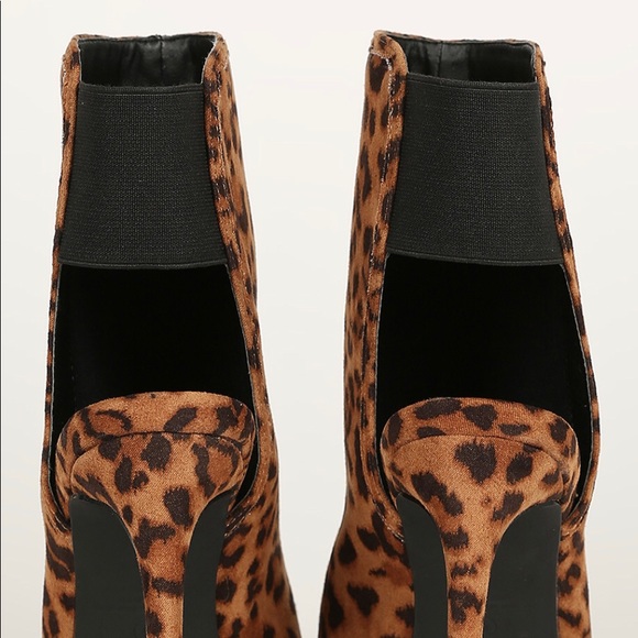 Leopard Peep Toe Stiletto Bootie - Picture 3 of 4